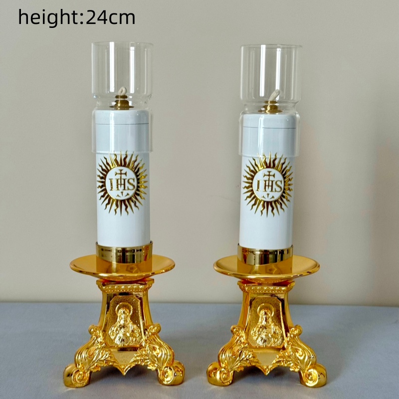 Candle Oil Supplies - مصباح زيت كاثوليكي مع غطاء واقي